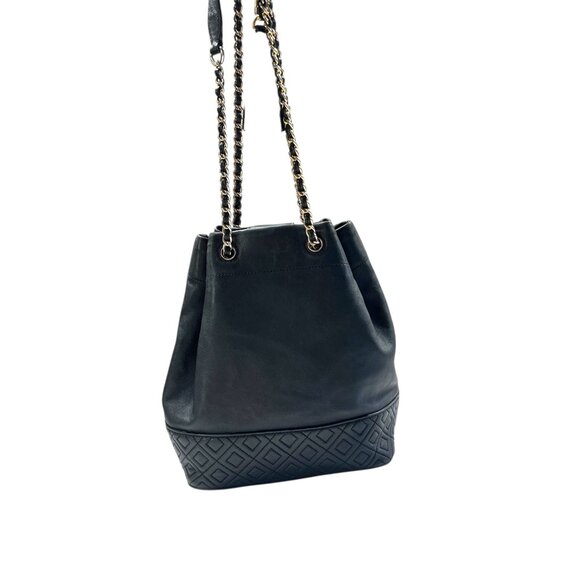Tory Burch Soft Quilted Fleming Mini Bucket Bag Black Leather - Picture 13 of 16
